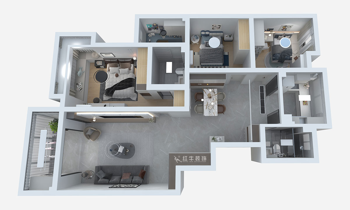 熊皓宇｜江南青年城翠湾苑-130㎡-现代风格｜4室2厅2卫｜新房装修｜半包7